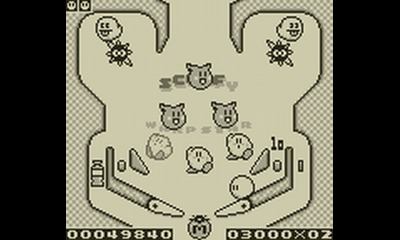 Game Boy 원작 《커비의 핀볼》의 Table 화면.