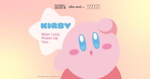 GLOBAL WORK, niko and ..., LOWRYS FARM 로고와 커비가 함께 배치된 2026년 협업 이미지