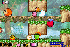 Nintendo의 거울의 대미궁 시스템 소개에 실린 네 커비의 협력 게임 화면